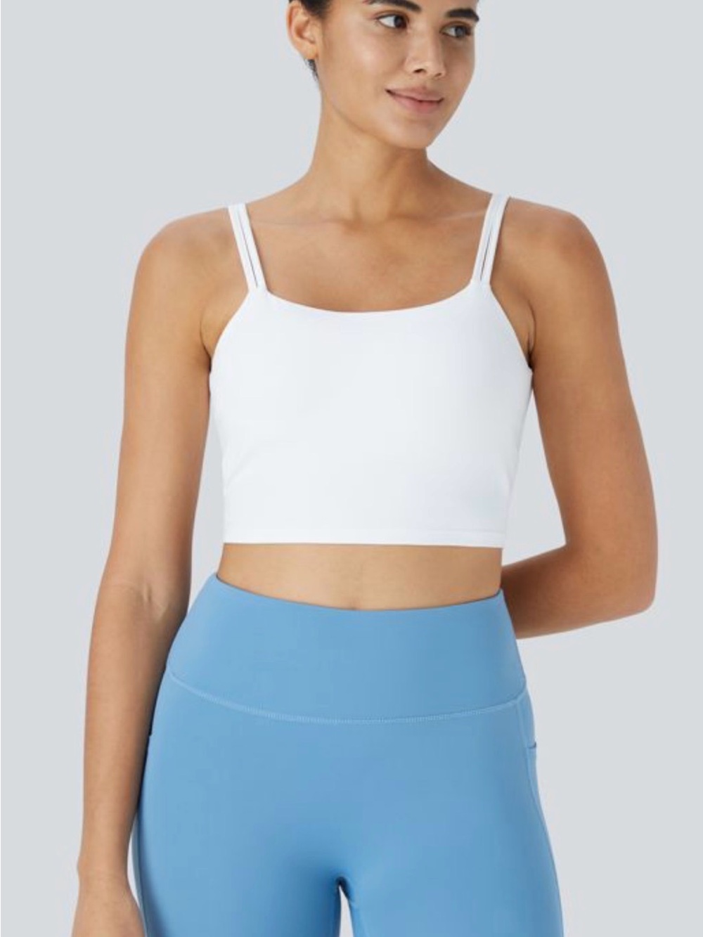 HALARA White Cropped Strappy Sports Bra